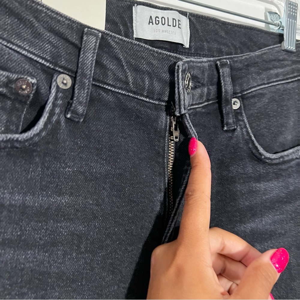 NWT AGOLDE Sophie Mid Rise Distressed Ankle Skinny Jeans Trademark 26‎ - Picture 3 of 12